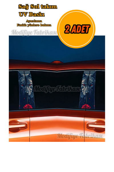 Modifiye Fabrikası ARAÇ KAPI DİREĞİ KAPLAMA FOLYOSU UV BASKILI 2'Lİ SET 22X49...