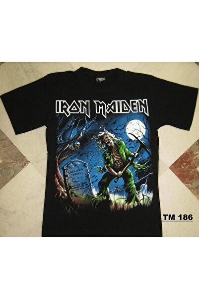 weywot Tricou negru cu imprimeu Iron Maiden, cu croiala relaxata