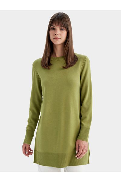 DeFacto Regular Fit Crew Neck Side Slit Longline Tunic