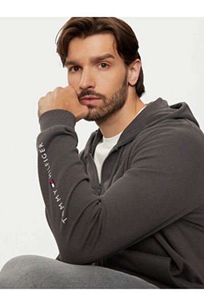 Tommy Hilfiger Men's Brand Logo Long Sleeve Casual Gray Sweatshirt Um0Um03347-Pty