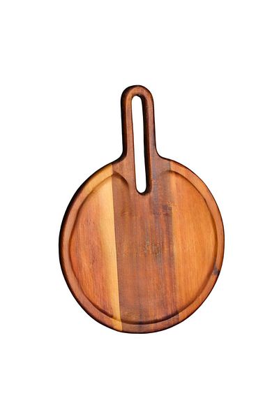 MİEN Mien Durable Wood Acacia Bohemian Round Presentation Holder Large Size (L) 7B117
