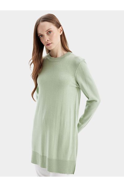 DeFacto Regular Fit Crew Neck Side Slit Longline Tunic