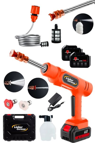 Lieber German Teknoloji 21 V 3.0 Ah Köpüklü 2x Akülü Basınçlı Oto Bahçe Araba...