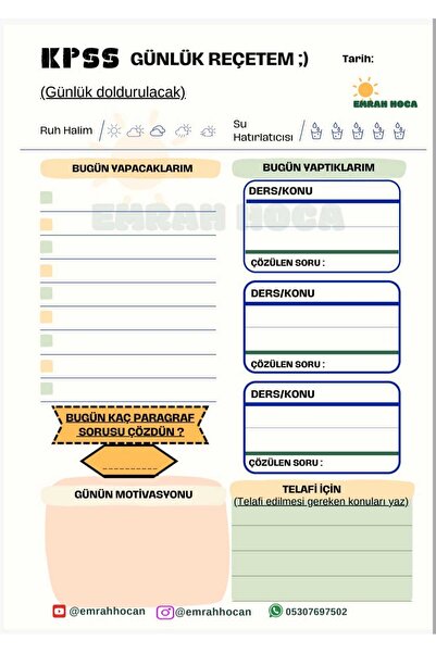 Lora Yayıncılık Emrah Yazan - Emrah Hoca Ile Sınav Planlama Defteri