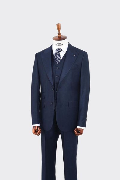 Kadir Büyükkaya Slim Fit Men's Suit with Vest - Stylish and Comfortable Viscose Mixed-Kaw1049S