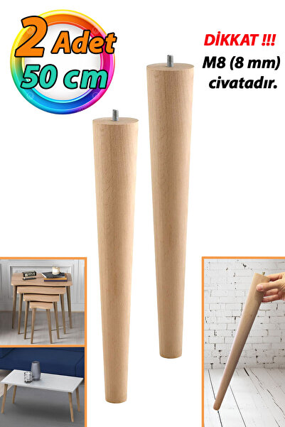 GLASWEN 2 Adet Ahşap Ayak 50 Cm Masa Zigon Sehpa TV Ünitesi Puf Tabure Ayağı ...