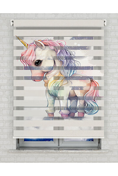 AD Home Κουρτίνα με σχέδιο ζέβρας με μονόκερο - Χρήση ημέρας και νύχτας - Κου...