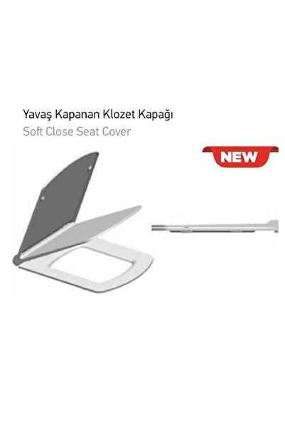 elone plastik Retro - Basıcs Kale Yavaş Kapanan Duroplast Klozet Kapağı