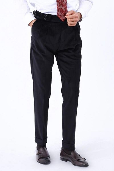 Kadir Büyükkaya Men's Double Pleated Trousers - Functional Waist Belt - Kav2250W