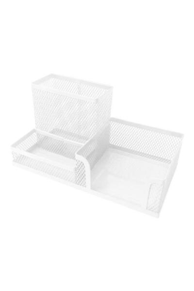 Gıpta Metal Masa Seti - 3 Gözlü Organizer Beyaz