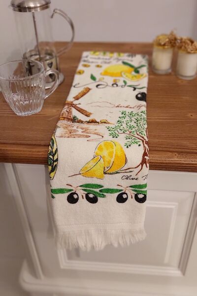 CNR Garden Printed Towel |   Set of 3 40X60 cm Hand and Face Towels |   Kitchen Towel |   Wooden Base