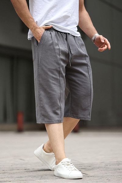 Madmext Geräucherte Capri-Shorts aus Leinen für Herren 6538