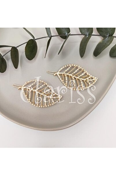 ella'nın çarşısı Μοντέλο Φύλλου Πέτρα Ζιργκόν Χρυσό Χρώμα 7 εκ. Μεταλλική Πλα...