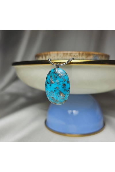 Singincraft İran Nişabur Turkuaz (FİRUZE) Taşı- Doğal Taş Kolye - 4A - (EL YAPIMI TASARIM ÜRÜNLER)