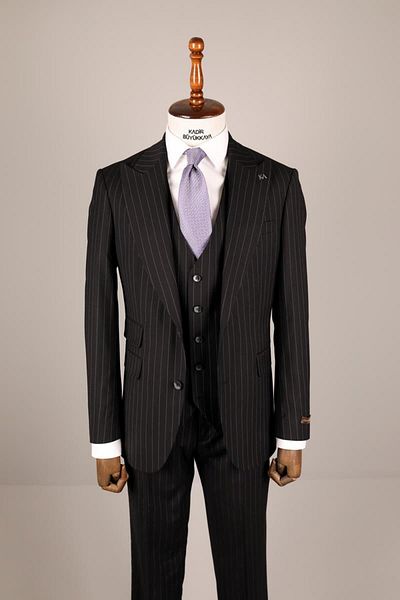 Kadir Büyükkaya Men's Modern Suit with Vest - Kav1021S