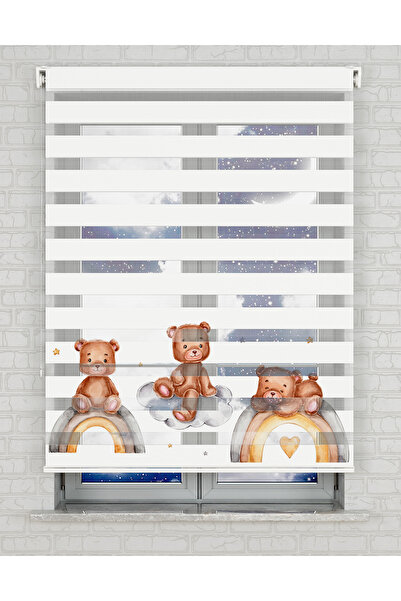 AD Home Κουρτίνα ζέβρας με στάμπα Rainbow and Cute Bears - Ημέρα και Νύχτα - ...