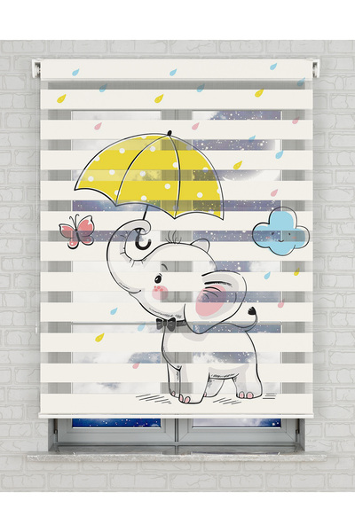 AD Home Χαριτωμένη κουρτίνα με σχέδιο ελέφαντα με εκτύπωση Zebra - Ημέρα και ...