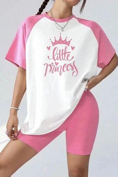 Gofeel Harajuku Street Unisex Little Princess Print Detail Short Sleeve Oversize T-Shirt