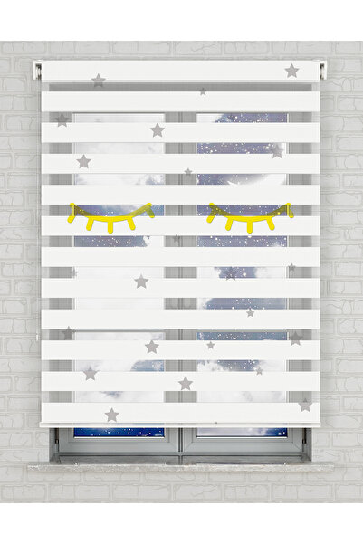 Bright Cover Kirpikler ve Yıldızlar Baskılı Zebra Perde - Gece Gündüz - Bebek...