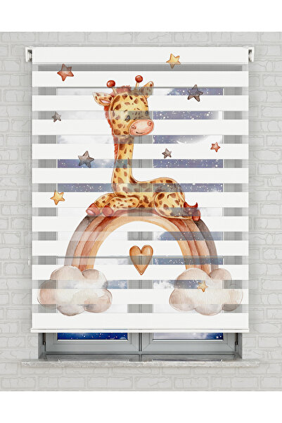 AD Home Κουρτίνα Ζέβρα με στάμπα ουράνιου τόξου και χαριτωμένης καμηλοπάρδαλη...