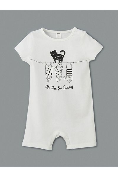 LC Waikiki LCW ECO Baby-Strampler mit Rundhalsausschnitt und Aufdruck für Mädchen