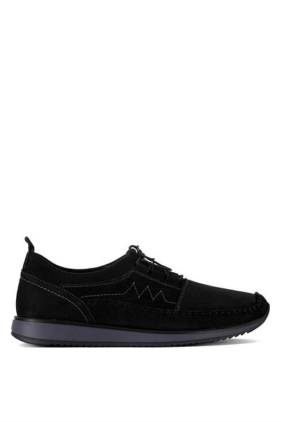Ayakkabı Fuarı Elit DR69N Ανδρικά Γνήσια Δερμάτινα Nubuck Ορθοπεδικά Παπούτσια Casual Μαύρα