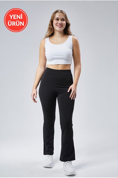 BANEGA Curve Plus Size Submersible Fabric Tube Leg Gathering Black Leggings Pants