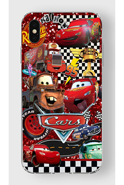 moonset Iphone XS Max Uyumlu Arabalar Kolaj Tasarımlı Baskılı Şeffaf Telefon ...