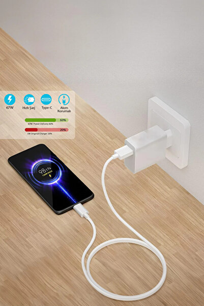 Leastra Xiaomi Redmi Samsung Galaxy Poco Android Uyumlu 67w Type-c Turbo Şarj Aleti Cihazı Seti 67 Watt