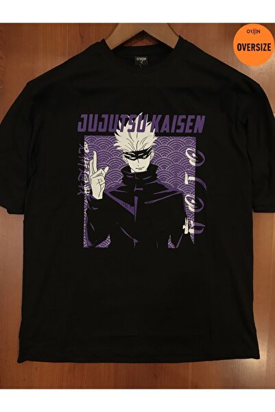 Kalic Studio Jujutsu Kaisen Anime Printed - Tricou negru supradimensionat