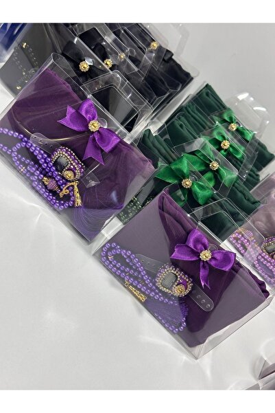 çeyizlik setim 10 قطع من أغطية الرأس المعبأة في علبة هدايا أرجوانية، مجموعة م...