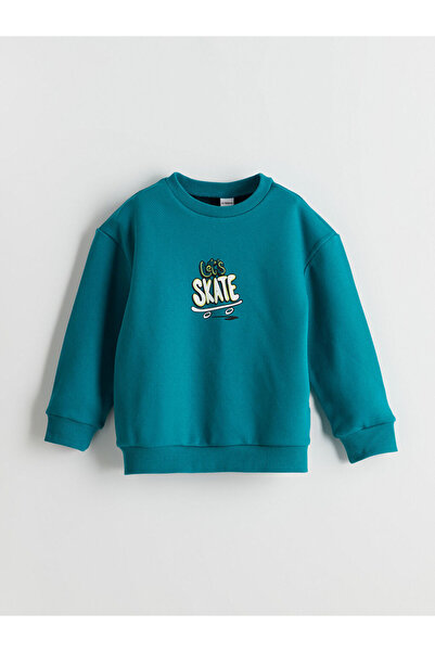 LC Waikiki LCW Детски мъжки суичър с щампа с кръгла яка