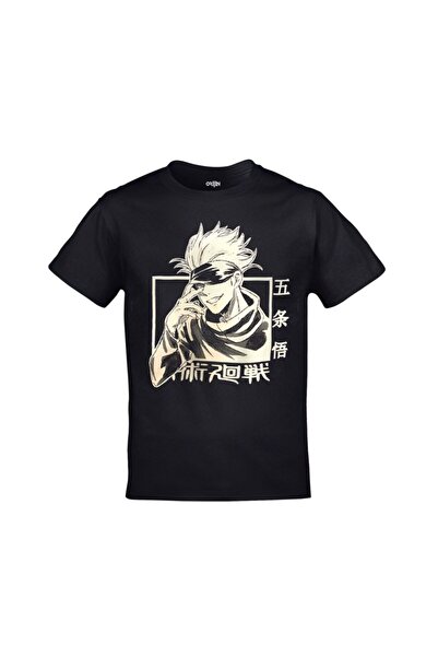Kalic Studio Tricou Satoru Gojo unisex negru cu imprimeu anime Jujutsu Kaisen