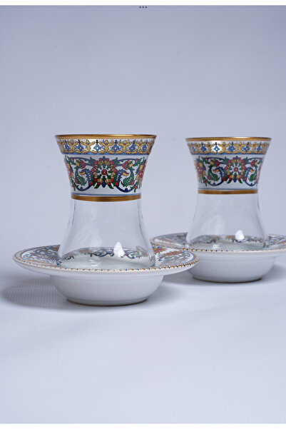 Acet home طقم شاي منقوش 12 قطعة من Riyadh Gold لـ 6 أشخاص