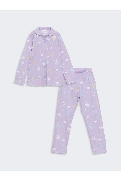 LC Waikiki Shirt Collar Girl's Pajama Set