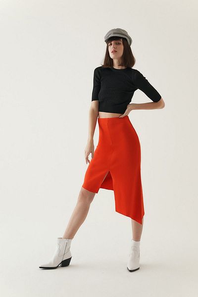 rue Black Crew Neck Short Knitwear Blouse
