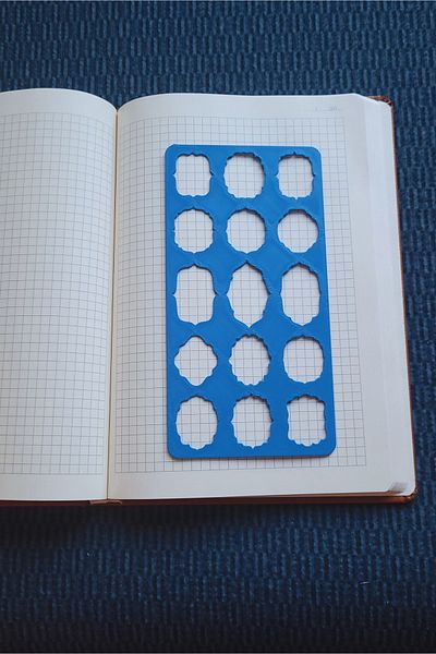 Karmelom Studio Bullet Journal Vintage Title and Pattern Template Ruler – Drawing and Label Assistant