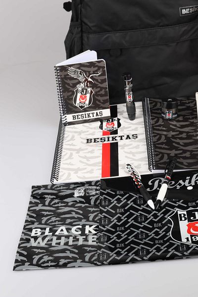 Beşiktaş New Season Licensed Pendant Large Size School Bag,700 ml Bottle,A4 72 Sheets Frame and Stripes Def