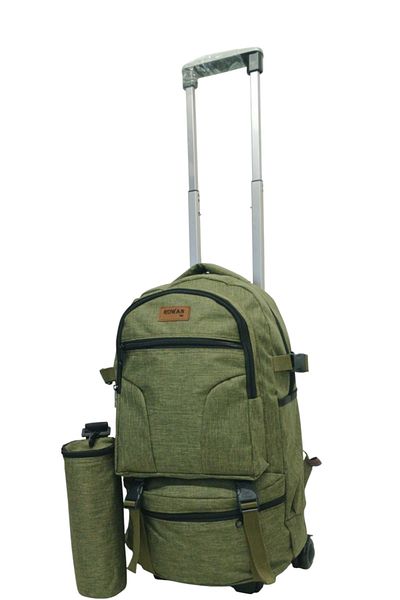 ROWAN ÇANTA Portabil Travel Bag - Με ρόδες, ράβδο και θερμικό μπουκάλι νερού, μέγεθος καμπίνας χακί, 56*34*27 CM