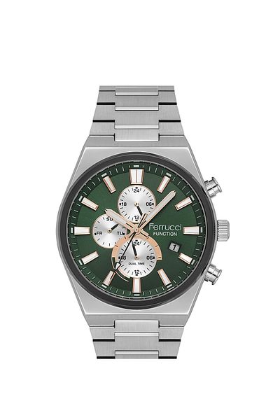 Ferrucci Ferrucci̇ Fcf 03449m.05 Original Active Function Green Dial Steel Men's Wristwatch