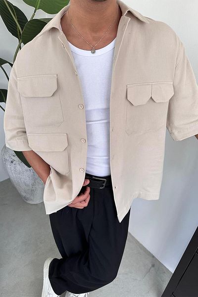 HAFKAGİYİM Πουκάμισο Oversize με λεπτομέρεια τσέπης με πέτρινο σχέδιο