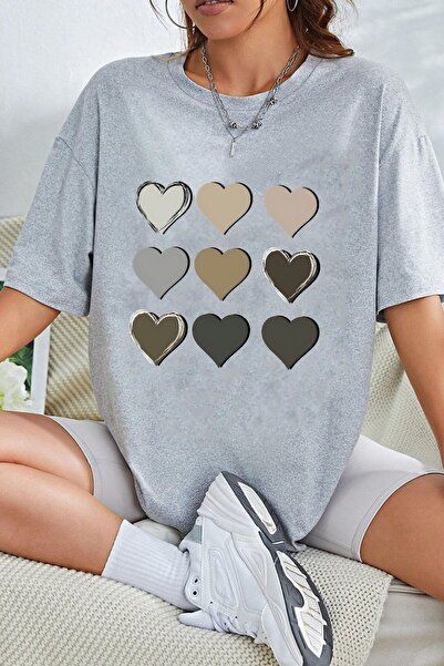 WOODROFFE Γυναικείο T-shirt Heart Printed - Oversize Loose