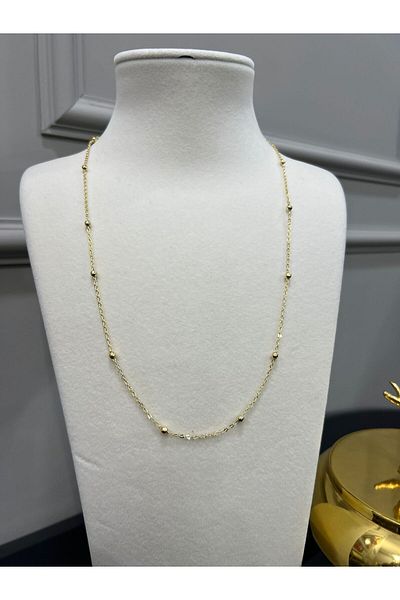 Store Gold Color Steel Beaded Necklace