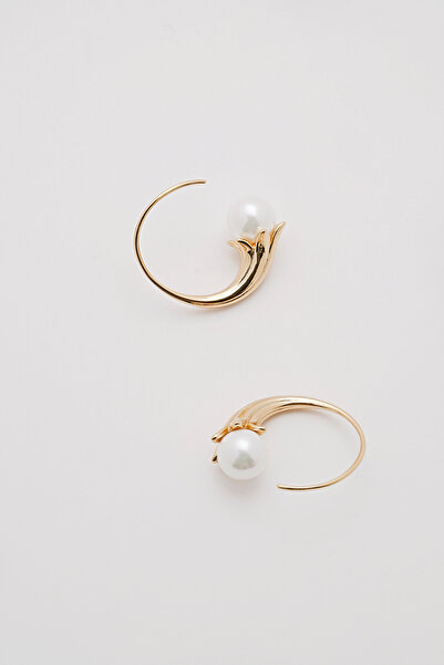 MOODAFESTİVALİ Kadın Çelik Halka İnci Detay KÜpe Gold