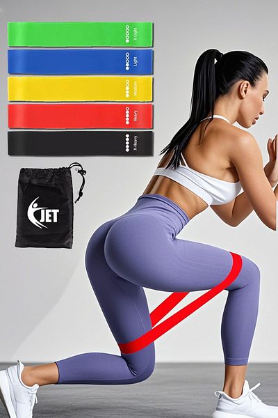 Jet مجموعة أحزمة البيلاتس الهوائية - أحزمة القرفصاء بمستويات مقاومة مختلفة من اللاتكس 5