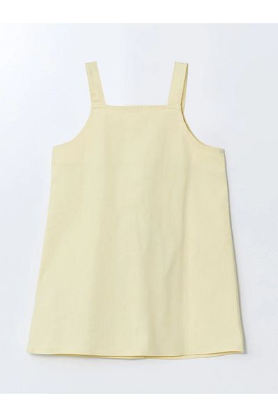 LC Waikiki LCW ECO Κίτρινο τετράγωνο γιακά Basic Gabardine Κοριτσίστικο φόρεμα