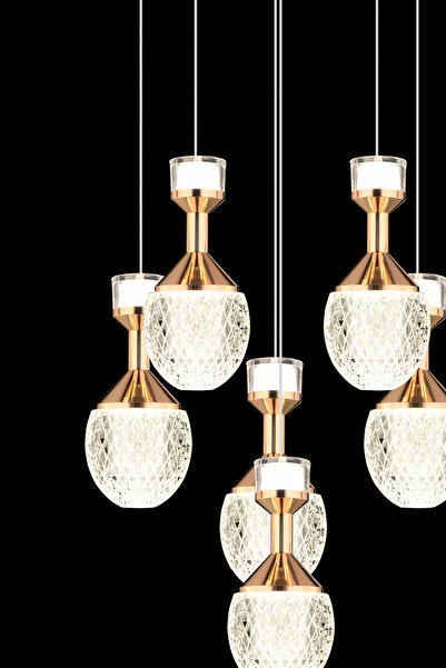 Capella Aydınlatma Harley Kumandalı 3 Renk Işık Özellikli Dimmerli Modern Kaplama Sarkıt Led Avize Salon Mutfak Avize