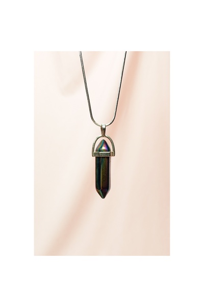 Royaleks قلادة سلسلة من حجر الهيماتيت الطبيعي - مصممة، طول 3.5 سم، صندوق سلسل...