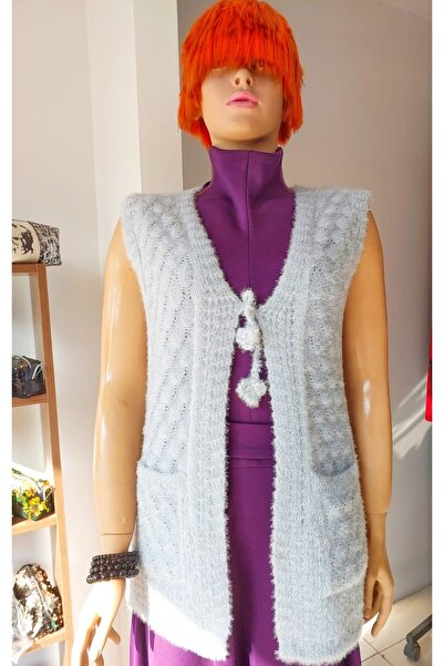 Sheen Dmr Önden Bağlamalı Beyaz Taşlı Kelebek Armalı Yumoş Kadın Yeleği