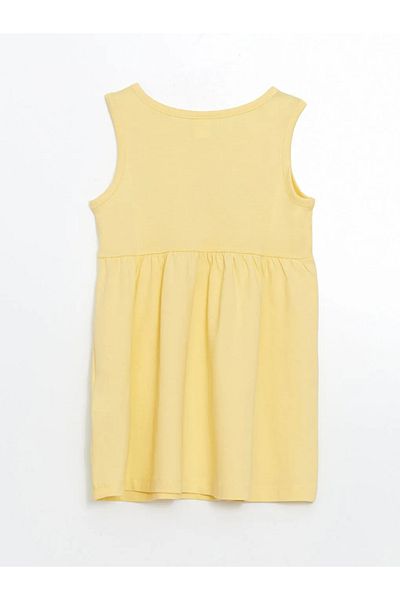 LC Waikiki Lcw Eco Yellow Crew Neck Printed Girls' Dress